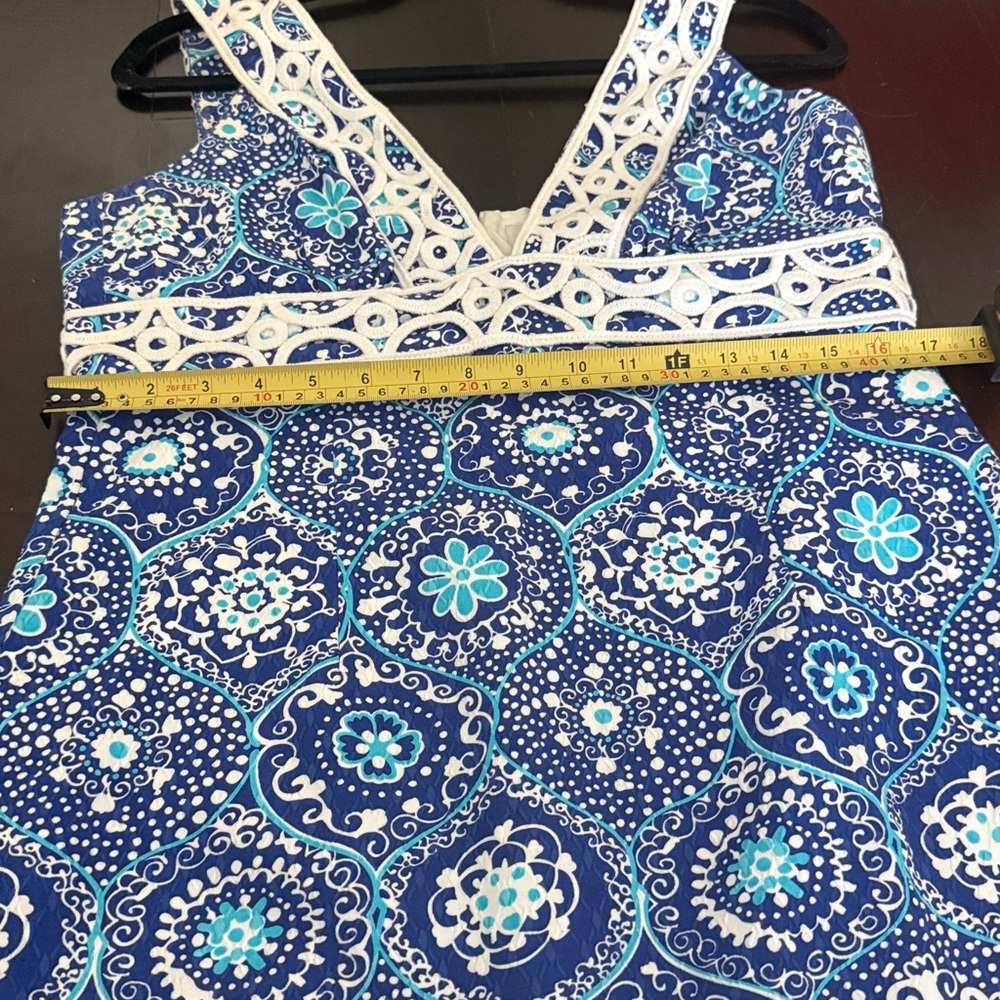 Trina Turk Blue and White Floral Mini Dress - Picture 6 of 11